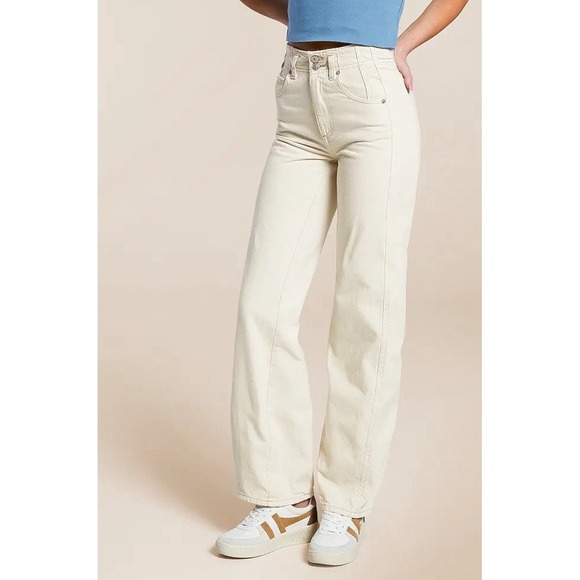 We The Free Free People Aster Straight Leg‎ Cream Jeans Size 28S (Short) NWT - Picture 1 of 13
